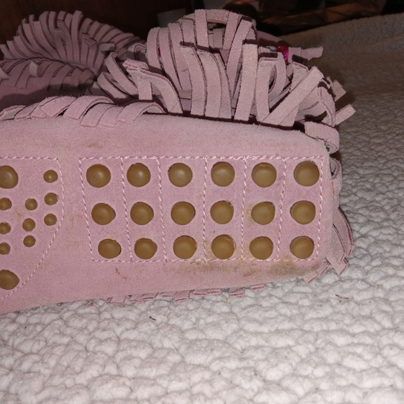 Steve Madden Dusty Pink Leather Apachee Fringed Moccasin Boots size 6.5 - Picture 10 of 15